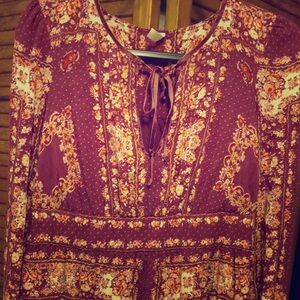 Free People Bridgette print ruffle hem dress.